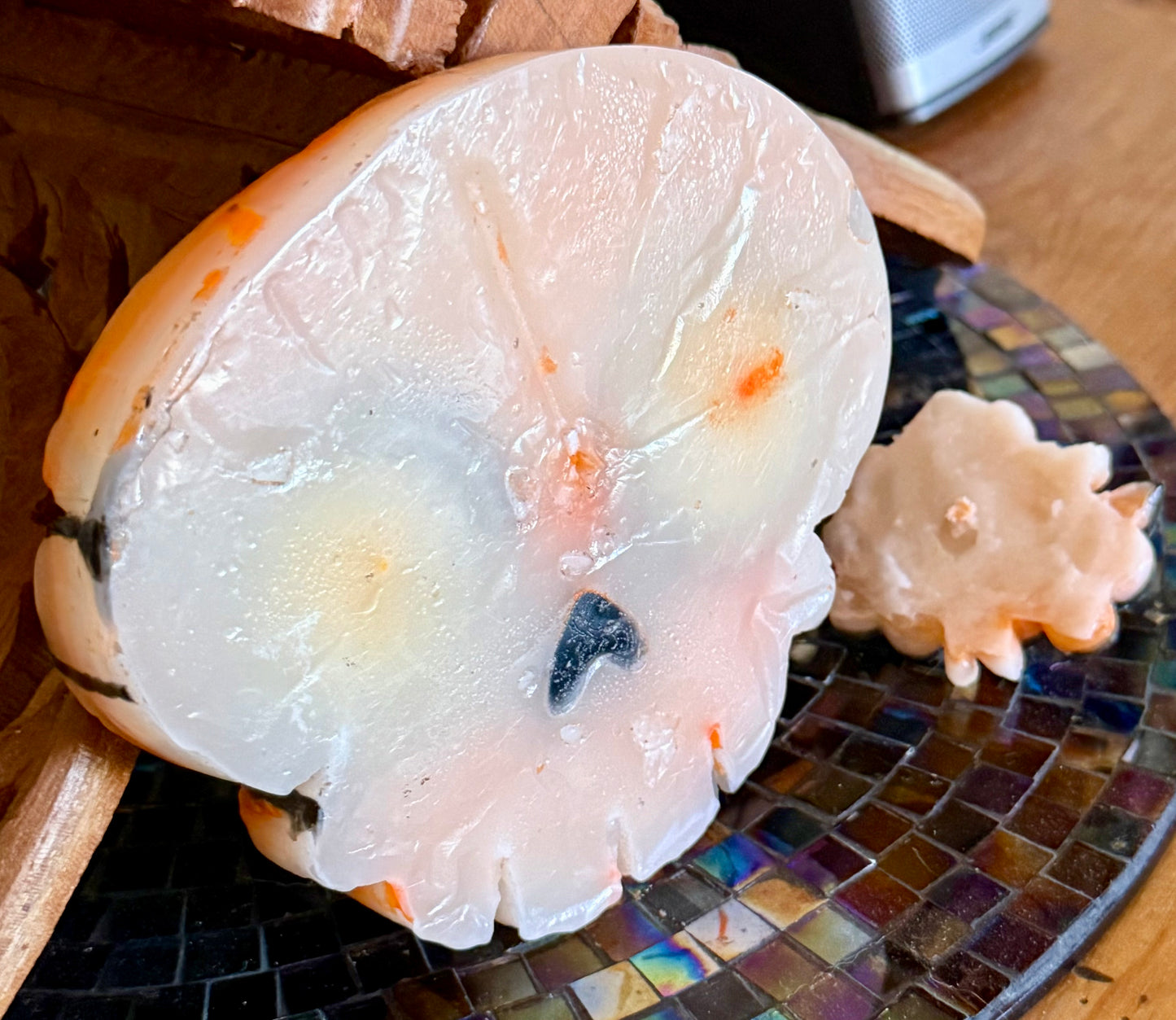 Large Handmade Spooky Decorative Halloween Cute Floating Skull 100% Beeswax Custom Made Candle 5.5” x 5”
