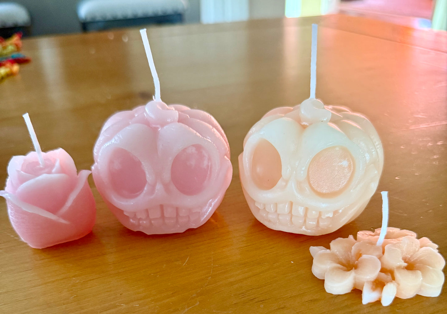 Handmade Custom Orange & White Marble Quartz Color 100% Beeswax Adorable Halloween Jack-o-Lantern Pumpkin Candle 3” x 2.5”