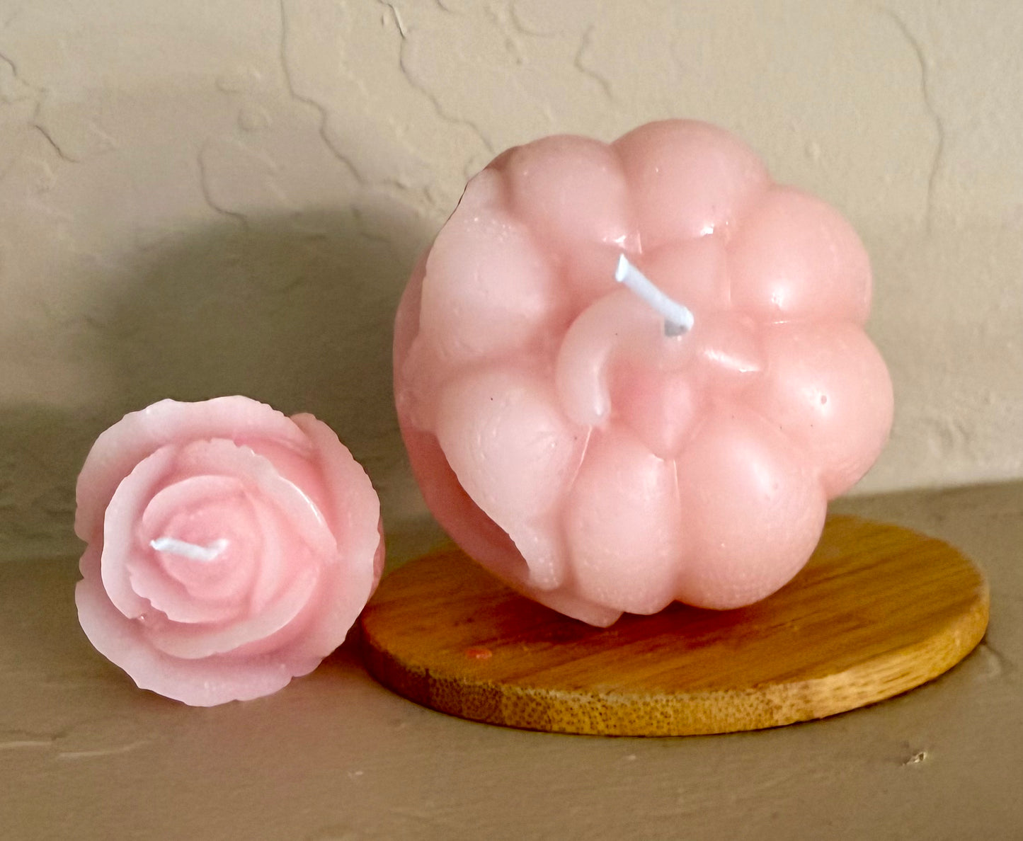 Handmade Custom Orange & White Marble Quartz Color 100% Beeswax Adorable Halloween Jack-o-Lantern Pumpkin Candle 3” x 2.5”